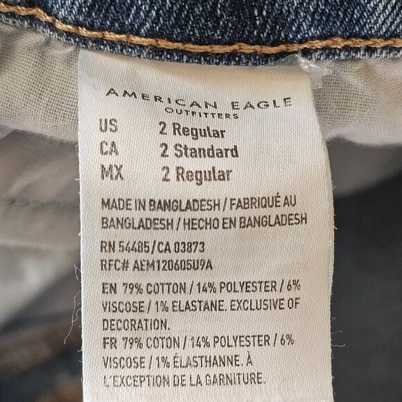 American Eagle Mom Jean Womens 2 High Rise Skinny Denim Light Wash Stretch - Picture 5 of 11